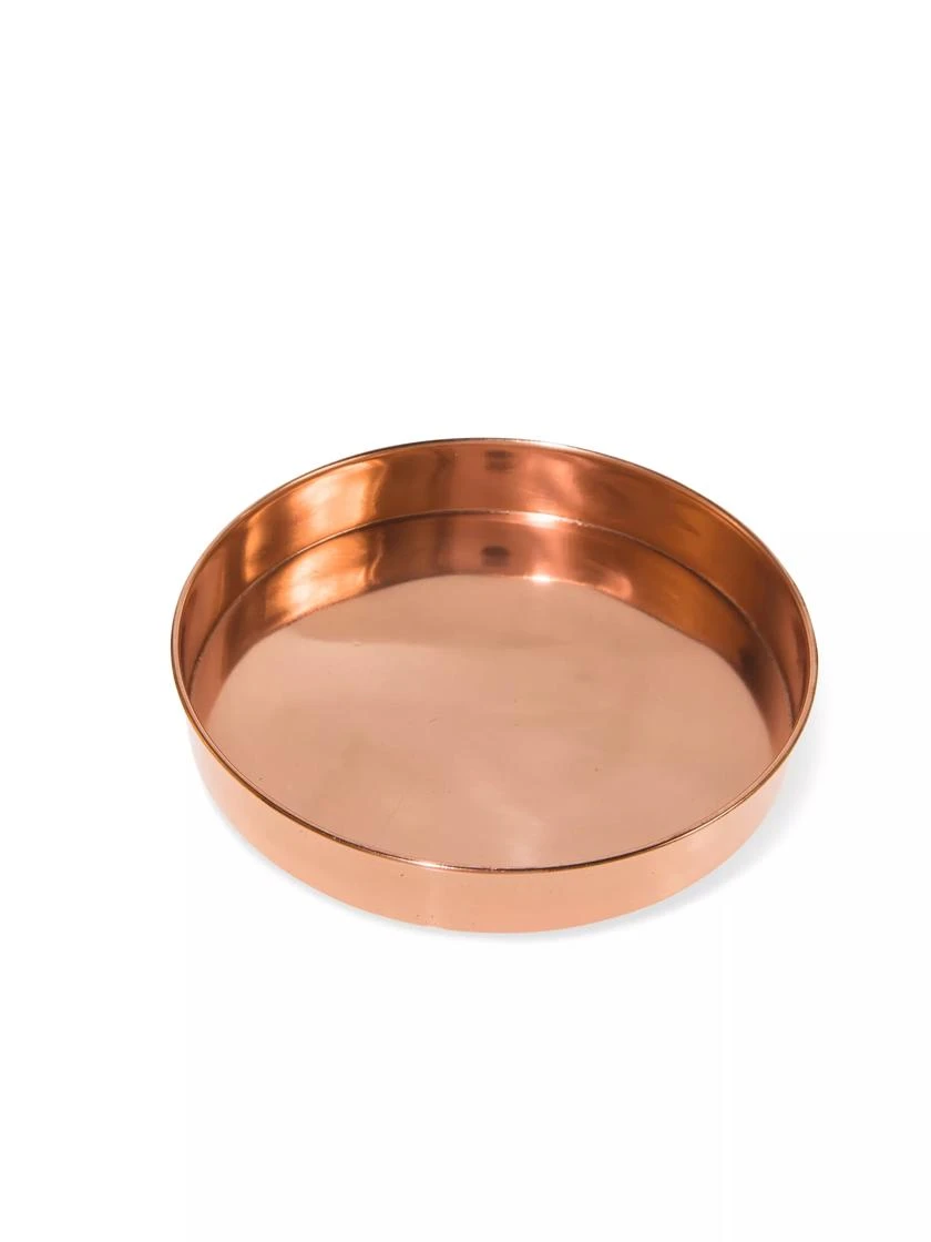 Small Round Copper Plant Tray, 10" - Image 4