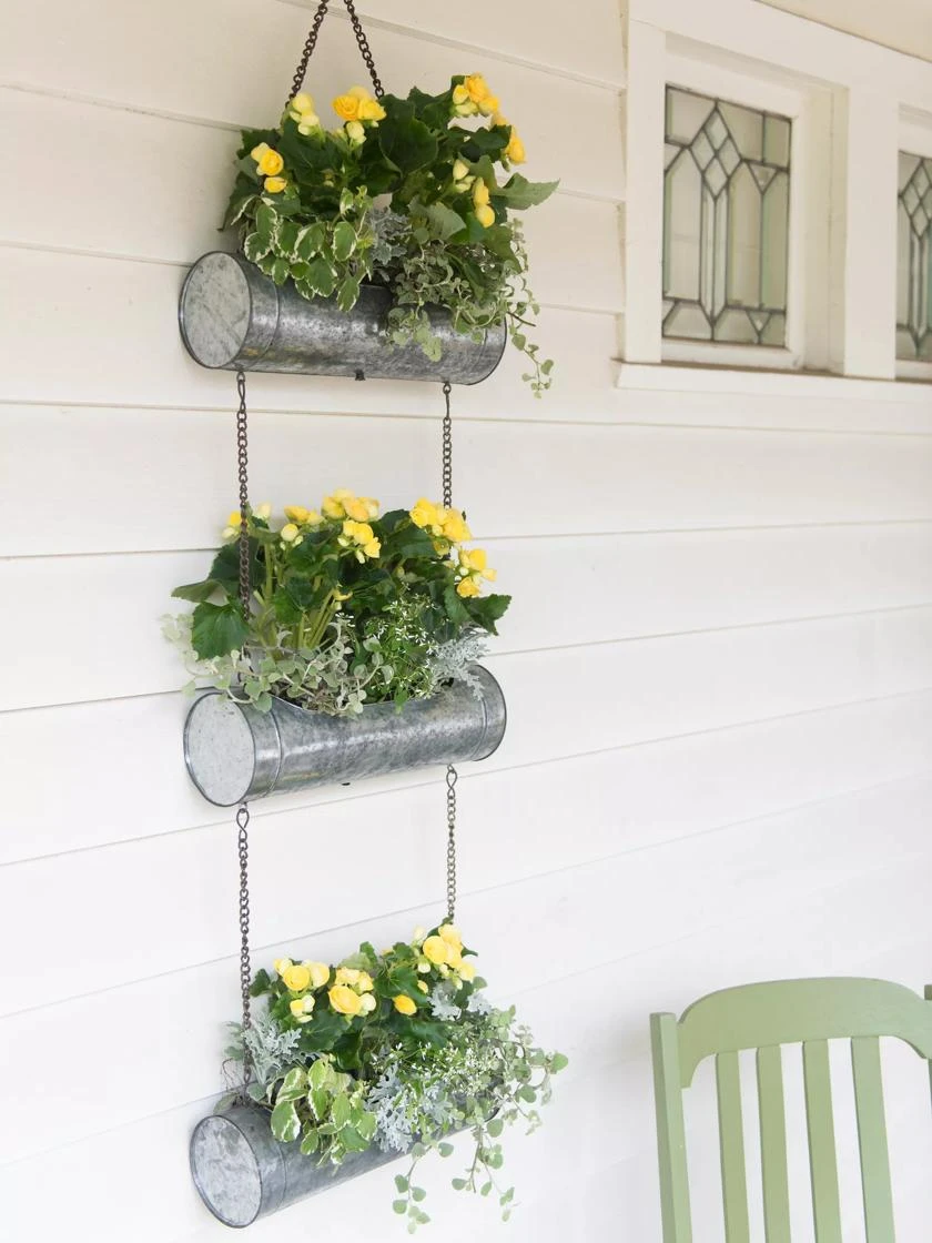 Galvanized Hanging Triple Planter - Image 3