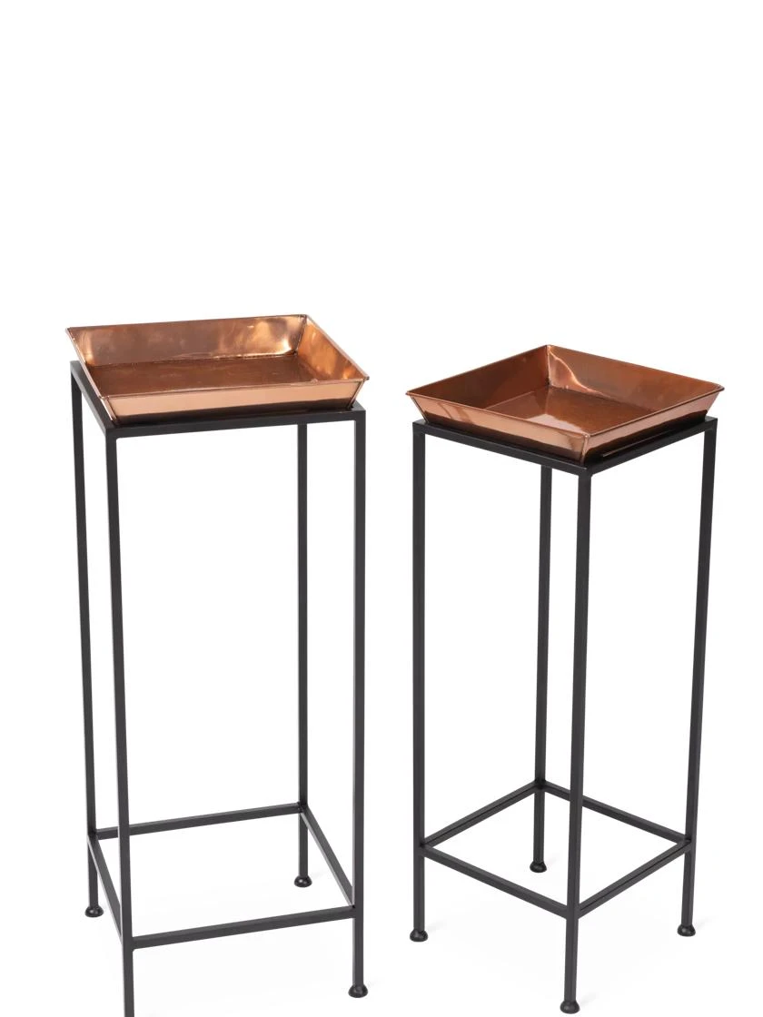 Square Nesting Plant Stands With Trays, Set Of 2 - Image 6