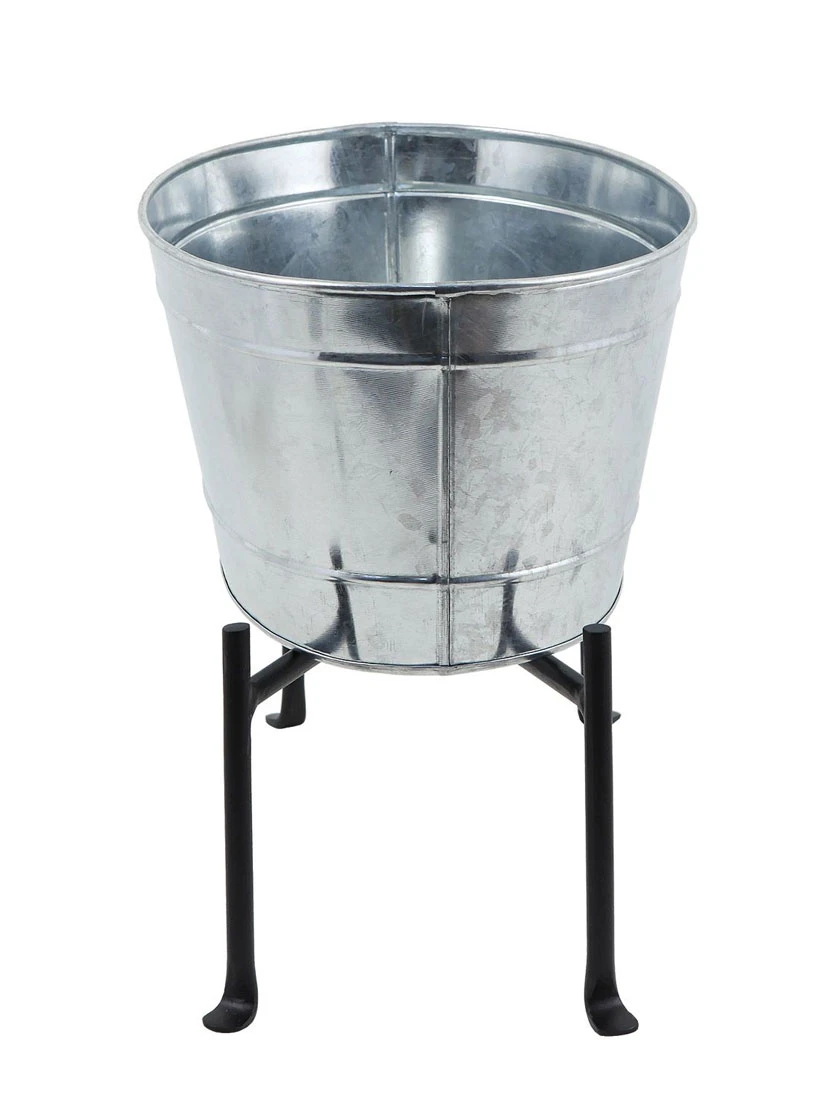 Achla Designs Mini Oval Galvanized Tub With Folding Stand - Image 4
